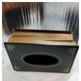 Crafted Classical Retro Wooden Antique Book Tissue Box Cover Rectangular Tissue Holder Dispenser Paper Cover Case Napkin Holder Home Decor for Bathroom Living Room Office car Kitchen (Dark Green). Bac