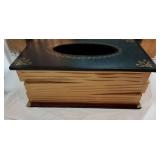 Crafted Classical Retro Wooden Antique Book Tissue Box Cover Rectangular Tissue Holder Dispenser Paper Cover Case Napkin Holder Home Decor for Bathroom Living Room Office car Kitchen (Dark Green). Bac