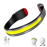 LED Rechargeable Headlamp, Book Light for Reading in Bed, Neck Light,230° Wide Beam Head Lamp for Forehead, Waterproof Super Bright COB Head Light for Camping Running Hiking Repairing