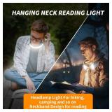 LED Rechargeable Headlamp, Book Light for Reading in Bed, Neck Light,230° Wide Beam Head Lamp for Forehead, Waterproof Super Bright COB Head Light for Camping Running Hiking Repairing