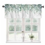 Sage Green Eucalyptus Curtain Valance for Windows Rod Pocket Valance Window Treatments 1 Panel Watercolor Leaves Short Curtains for Kitchen Windows Bathroom Bedroom 42x12in
