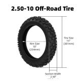 2.50-10 Tire and Inner Tube with TR4 Valve Stem for CRF50/XR50 DRZ70/JR50 PW50 Coolster QG-210 QG-213A MX650 MX500 Baja Dirt Runner 49 CR60R SX500 Dirt Rocket QG-210 MVX70 MVX110 Tao db10 PW50