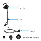MIMIRACLE Referee Headset, Type-C in-Ear Earpiece Fit for V4 V6 Referee Intercom Earphone for Football Soccer Handball Volleyball Official -Right Ear