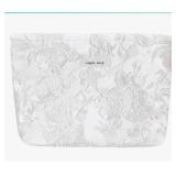 STARDW Aesthetic Floral Makeup Bag Cute Small Cosmetic Bags for Women Girls, Travel Toiletry Bag Large Capacity Zipper Makeup Pouch, Purse Organizer Pouches light blue