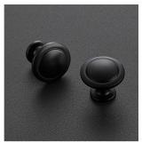 3 Pack 1-1/4 inch Matte Black Zinc Euro-Style Cabinet Knobs, Drawer Pulls & Door Handles