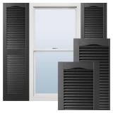 Ekena Millwork Lifetime Vinyl LL1S12X03100BL Standard Cathedral Top Center Mullion, Open Louver Vinyl Shutters, w/Installation Shutter-Lok