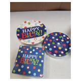 DYLIVeS Colorful Dots Birthday Party Plates and Napkins Set, Blue and Rainbow Polka Dots Birthday Party Decorations Disposable Tableware Set Rainbow Dots Birthday Party Supplies for boys men, Serve 50