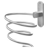 Hair Dryer Holder Wall Mounted Organizer Spiral Stand Holder Rack Aluminum Bathroom Shelf Storage Bathroom Accessory Wall Shelf (Silver)