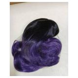 Long Purple Wavy Wig With Bangs for Women 26 Inch Curly Wavy Wig With Bangs Natural Looking Synthetic Heat Resistant Fiber Wig for Daily Party Use
