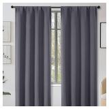 OWENIE Sally Grey Blackout Curtains 84 Inches Long 2 Panels Set for Bedroom Living Room, Solid Thermal Insulated Privacy Room Darkening Window Treatment Drapes, 2 Pcs Each W40 x L84 Inch, Grey