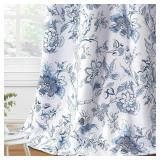 H.VERSAILTEX Blackout Curtains 108 Inch Length 2 Panels Set Floral Print Curtain Drapes for Living Room Thermal Insulated Grommet Window Curtains for Bedroom - Traditional Floral in Storm Blue
