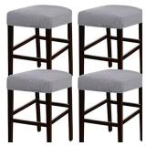 ANWUCHEN Stool Covers Rectangle,4 Pack Elastic Rectangle Bar Stool Covers Elastic Vanity Stool Cover Jacquard Chair Seat Cover Counter Stool Cover Saddle Seat Cover for Wooden Metal Bench(Light Gray)