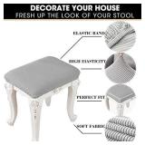 ANWUCHEN Stool Covers Rectangle,4 Pack Elastic Rectangle Bar Stool Covers Elastic Vanity Stool Cover Jacquard Chair Seat Cover Counter Stool Cover Saddle Seat Cover for Wooden Metal Bench(Light Gray)