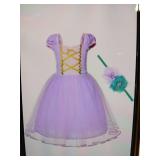 Princess Costume Purple with Hair Tie 5-6T