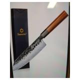 Sunnecko Chef Knife with Wooden Handle 7in Santoku Knife