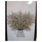 Artificial Glitter Pine Needles 16pcs Champagne