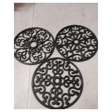 Decorative Black Rubber Trivets - Set of 3