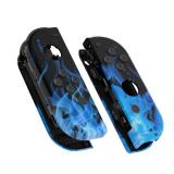 eXtremeRate DIY Replacement Shell Buttons for Nintendo Switch & Switch OLED, Blue Flame Soft Touch Custom Housing Case with Full Set Button for Joycon Handheld Controller - Joycon NOT Included