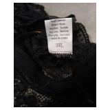 Plus Size Lingerie for Women Sexy Lace Teddy Bodysuit Underwear Black One Piece V-Neck Nightwear (Black, 3XL)