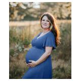 Peauty Plus Size Maternity Summer Dress - Blue Maternity Dress for Baby Shower - Indigo XL