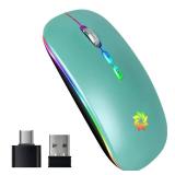 KBCASE Wireless Mouse, LED Wireless Mouse for Laptop, Slim Silent Mouse 2.4G Rechargeable Wireless Computer Mouse for Laptop, MacBook, iPad, Chromebook, with USB & Type-c Receiver