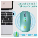 KBCASE Wireless Mouse, LED Wireless Mouse for Laptop, Slim Silent Mouse 2.4G Rechargeable Wireless Computer Mouse for Laptop, MacBook, iPad, Chromebook, with USB & Type-c Receiver