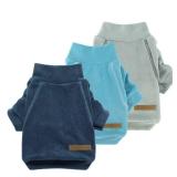 Fitwarm 3 Pack Classic Fleece Sweater, Turtleneck Sweatshirt, Winter Clothes for Small Dogs & Cats, Pullover Jacket, Cat Apparel, Blue, Grey, Navy, Small