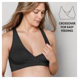 Medela Nursing Bras for Breastfeeding, Keep Cool Sleep Bra Seamless Soft Fabric Pregnancy & Maternity Bra Black- M