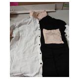 Dokotoo Fall Clothes Teacher Outfits for Women Color Block Button Up Shirts for Women Comfy Roll Up Long Sleeve Turn Down Collar Soft Oversized Boyfriend Summer Tops Outerwear Blouse Office Black L