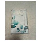 Gibelle Teal Eucalyptus Shower Curtain, Watercolor Plant Leaves With Floral Bathroom Shower Curtain Set With Hooks, 72x72