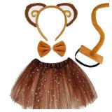 NinkyNonk 4 PCS Monkey Costume Kits Includes Monkey Ears Cosplay 100th Day Of School Halloween Party Dress Up Supplies