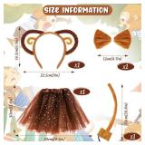 NinkyNonk 4 PCS Monkey Costume Kits Includes Monkey Ears Cosplay 100th Day Of School Halloween Party Dress Up Supplies