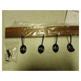 Wooden Wall Mount Coat Rack With Black Hooks