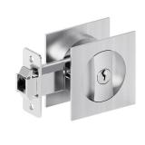 AONAYIOA Pocket Door Lock with Key, Square Sliding Barn Door Lock Latch Recessed 2 Sided, Contemporary Entry Pocket Door Privacy Lock Security for 1 3/8 to 2 3/16 Thickness Door (Silver)