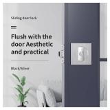 AONAYIOA Pocket Door Lock with Key, Square Sliding Barn Door Lock Latch Recessed 2 Sided, Contemporary Entry Pocket Door Privacy Lock Security for 1 3/8 to 2 3/16 Thickness Door (Silver)