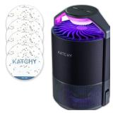 Katchy Indoor Insect Trap - Catcher & Killer for Mosquitos, Gnats, Moths, Fruit Flies - Non-Zapper Traps for Inside Your Home - Catch Insects Indoors with Suction, Bug Light & Sticky Glue (Black)-Pre-