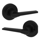 Kwikset Hollis Round Rose Matte Black Passage Hall/Closet Door Lever