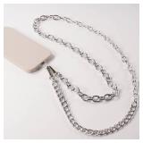 Hello Lux Mixed Metal Link Chain Phone Crossbody Strap - Silver