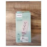 Philips 3-Outlet Surge Protector with 1 Ft. Extension Cord, Gray and White: Short Cord