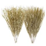 SUPREME XMAS 30 Pack Gold Christmas Tree Ornaments Set, Artificial Glitter Berry Stem Ornaments Christmas Picks Branches for Xmas Tree Sticks Decorations Vase Wreath Holiday Wedding Party Home Decor