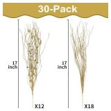 SUPREME XMAS 30 Pack Gold Christmas Tree Ornaments Set, Artificial Glitter Berry Stem Ornaments Christmas Picks Branches for Xmas Tree Sticks Decorations Vase Wreath Holiday Wedding Party Home Decor
