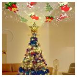 APPEARS NEW - RNSSEZ Christmas Tree Topper Lighted with Snowflake Projector, LED Rotating 3D Glitter Tree Topper for Christmas Tree, Christmas Decorations Lights (Golden Star Tree Toppers)
