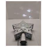APPEARS NEW - RNSSEZ Christmas Tree Topper Lighted with Snowflake Projector, LED Rotating 3D Glitter Tree Topper for Christmas Tree, Christmas Decorations Lights (Golden Star Tree Toppers)