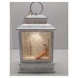 DEMDACO Distressed White Brown Deer Scene Musical LED 6 x 11 Acrylic Christmas Decorative Tabletop Snow Water Globe. (Deer are not attached)  - Retail: $58