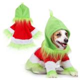 APPEARS NEW - Abbylike Dog Christmas Outfit Holiday Pet Character Green Hoodie Shirt with Hat for Dogs and Cats Christmas Pet Clothes Cute Dog Christmas Outfit Cosplay Party as Shown(Classic,L)