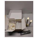 APPEARS NEW - Christmas Window Candles Lights 8 Pack Battery Operated Candles with Remote Control Timer Gold Holders Flameless Candle Taper LED Candle Christmas Decorations Window Decorations Party Xm