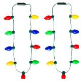 NEARTOP LED Christmas Xmas Light Up Necklace Bulb for Holiday Party Favors 9 LED Bulbs - Ugly Christmas Sweater Accessories (2 Pack) can