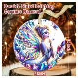 APPEARS NEW - Ceramic Fairy Ornament - Round Christmas Tree Decor - Gifts for Fairy Lovers