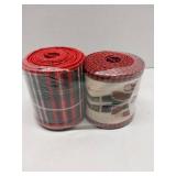 FACTORY SEALED - Threetols 2 Rolls 10 Yards Christmas Wired Edge Ribbons, 2.5inch Vintage Red Buffalo Plaid Ribbons, Christmas Nutcracker Ribbon for Xmas DIY Craft Winter Wreath Bow New Year Party Dec