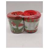 FACTORY SEALED - Threetols 2 Rolls 10 Yards Christmas Wired Edge Ribbons, 2.5inch Red Green Stripe Burlap Ribbons,Xmas Candy Elf Ribbon for Winter Christmas DIY Craft Wreath Bow Decor